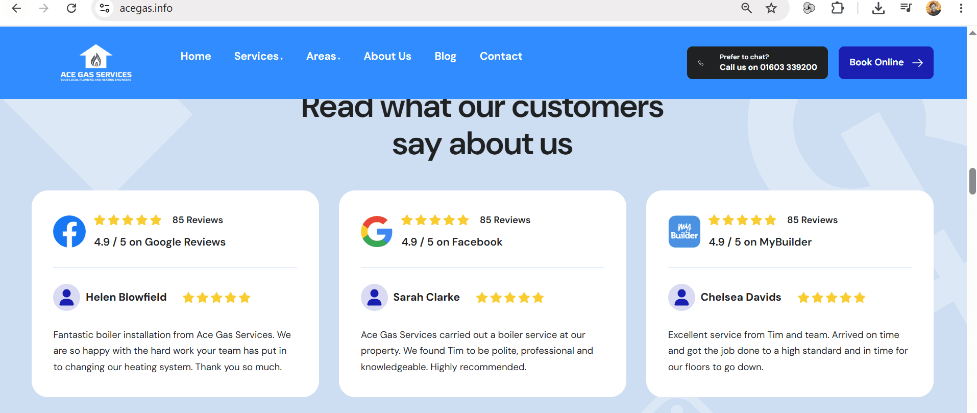 Live customer reviews, front and centre