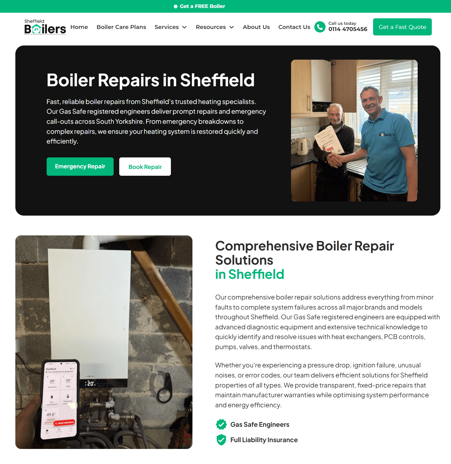 Boiler repairs page