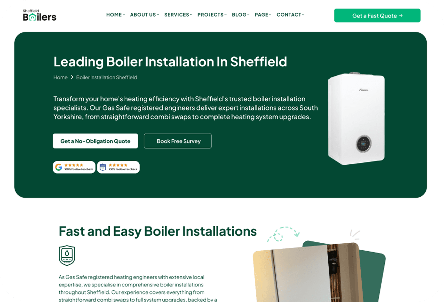 Sheffield Boilers website showcase