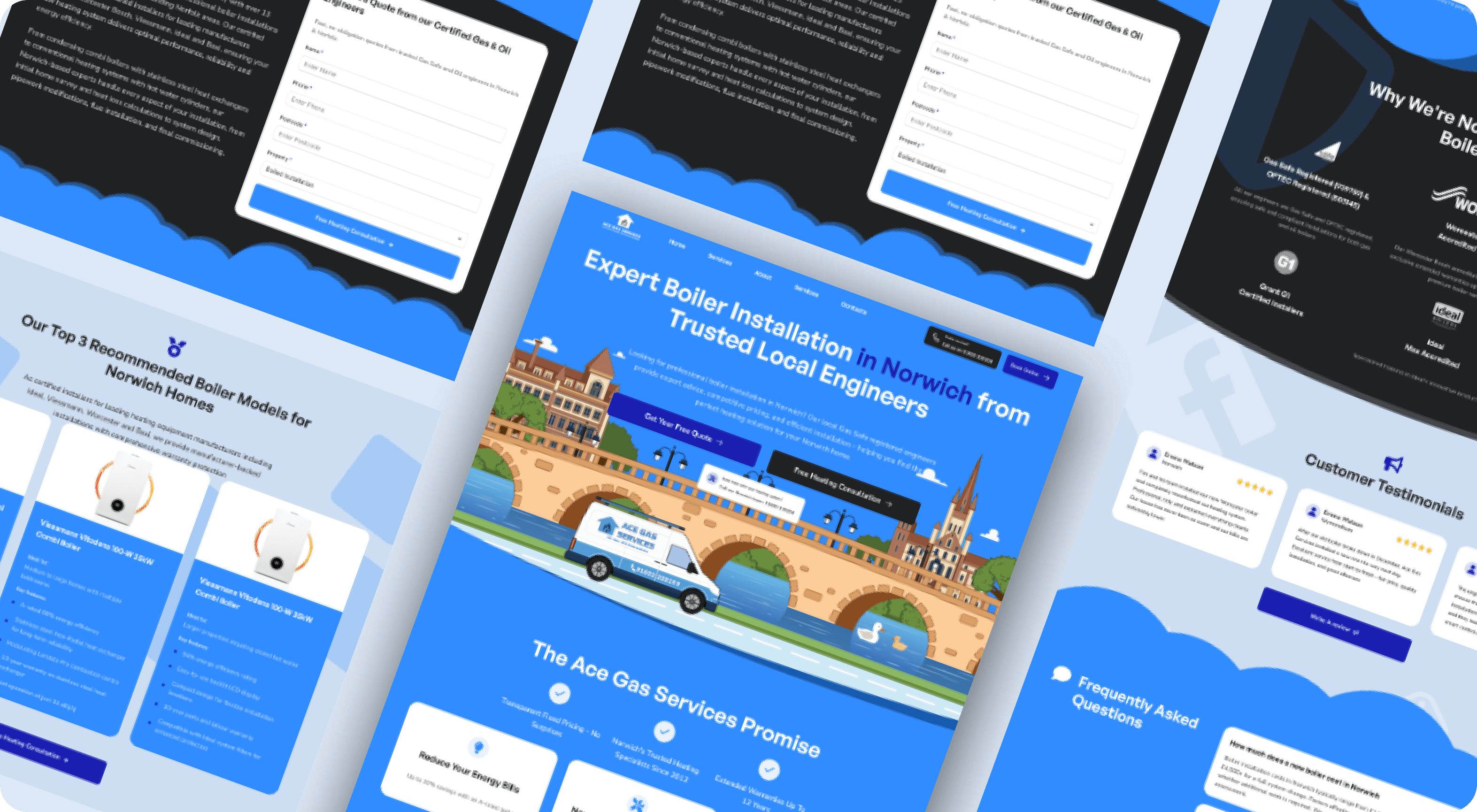 Web design mockups showcasing modern UI interfaces